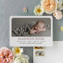 Load image into Gallery viewer, Block Name Pink Birth Announcement