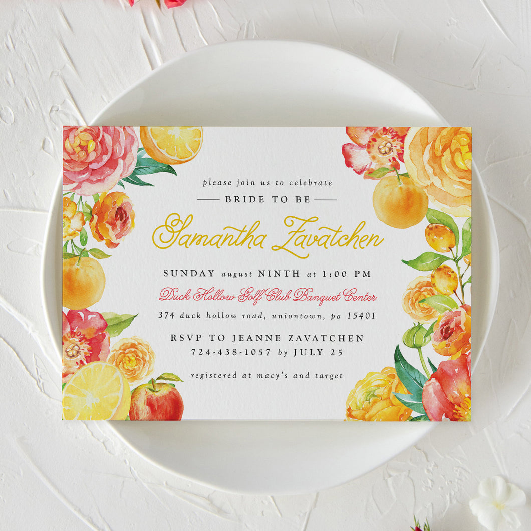 Citrus Bridal Shower Invitation