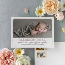 Load image into Gallery viewer, Block Name Pink Birth Announcement