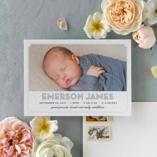 Load image into Gallery viewer, Block Name Blue Birth Announcement
