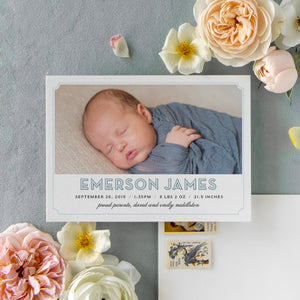 Block Name Blue Birth Announcement