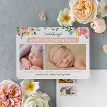 Load image into Gallery viewer, Watercolor Flower Birth Announcement