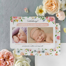 Load image into Gallery viewer, Watercolor Flower Birth Announcement