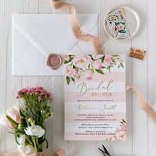Load image into Gallery viewer, Pink Floral Bridal Shower Invitation