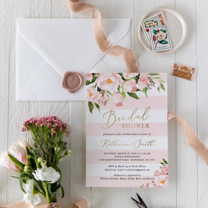 Pink Floral Bridal Shower Invitation