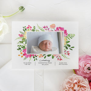 Summer Flowers Birth Announcement