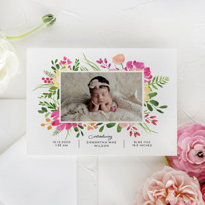 Summer Flowers Birth Announcement