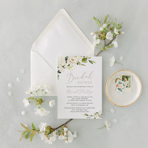 White Floral Bridal Shower Invitation